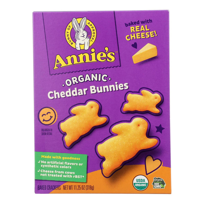 ANNIE'S HOMEGROWN, Organic Bunnies Crackers, Cheddar, Pack of 6, 11.25 OZ No Artificial Ingredients