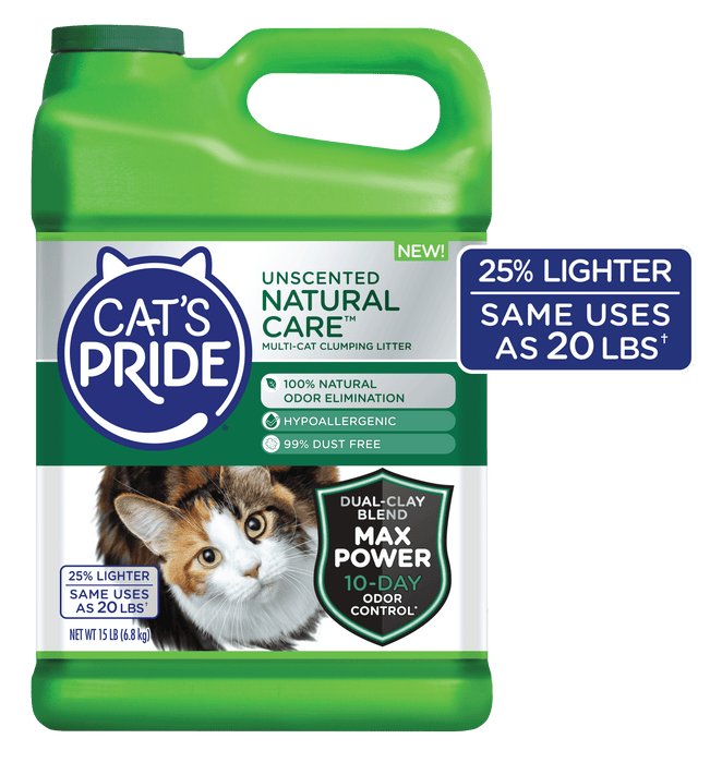 Cat's Pride Max Power Natural Care Unscented Multi-Cat Clumping Litter, 15 lb Jug