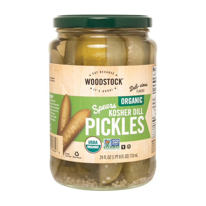 Woodstock Organic Kosher Dill Pickle Spears - Case Of 6 - 24 Fz.