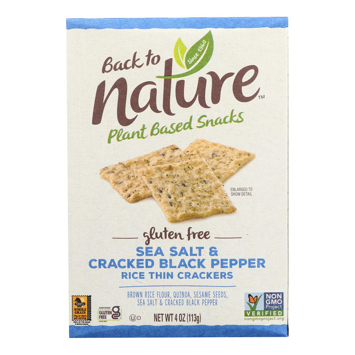 Back To Nature Crackers - Sea Salt And Cracked Black Pepper Rice - Case Of 12 - 4 Oz