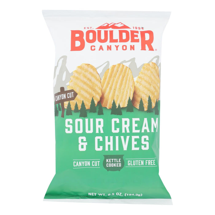 Boulder Canyon -Kettle Cooked Canyon Cut Potato Chips -sour Cream & Chives - Case Of 12 - 6.5 Oz