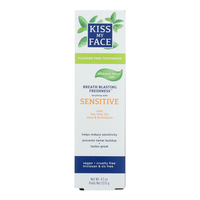 Kiss My Face Toothpaste -Sensitive - Fluoride Free - Gel - 4.5 Oz