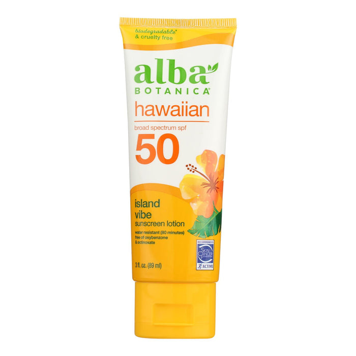 Alba Botanica - Sunscreen Lotion Island Vibes Spf50 -1 Each-3 Fluid Ounces