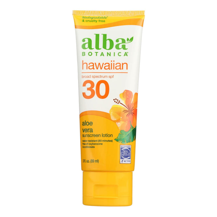 Alba Botanica - Sunscreen Lotion Aloe Vera Spf30 -1 Each-3 Fluid Ounces