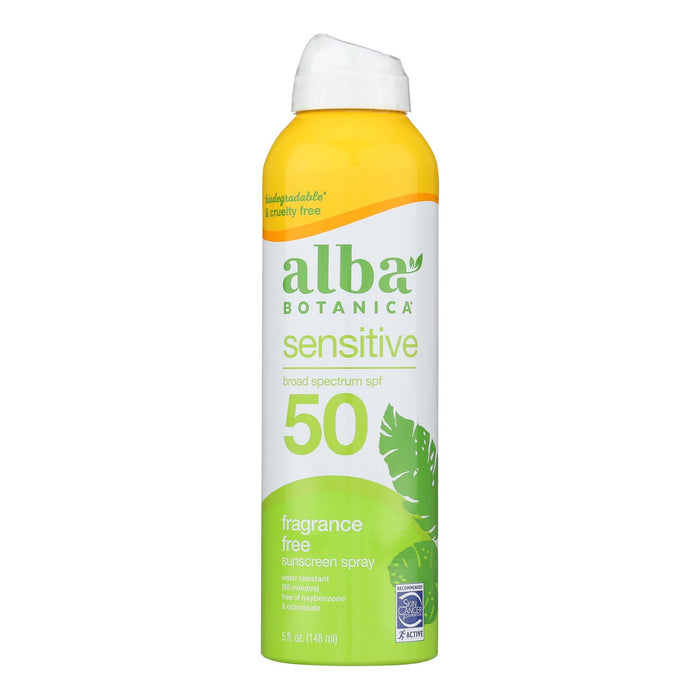 Alba Botanica -Sunscreen Spray Sensitive Formula Spf 50 - 1 Each-5 Fluid Ounces