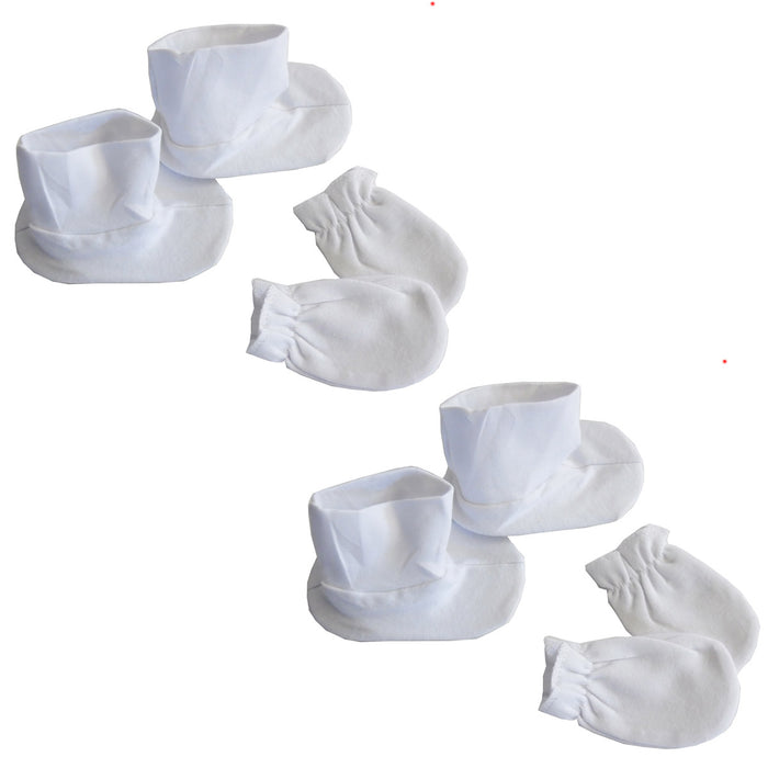 Infant Booties & Mitten Set White (pack Of 2).