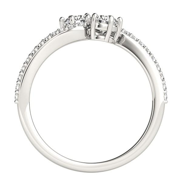 Curved Band Two Stone Diamond Ring in 14k White Gold (3/4 cttw).
