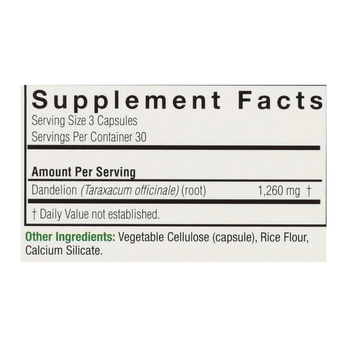 Nature's Answer - Dandelion Root - 90 Vegetarian Capsules.