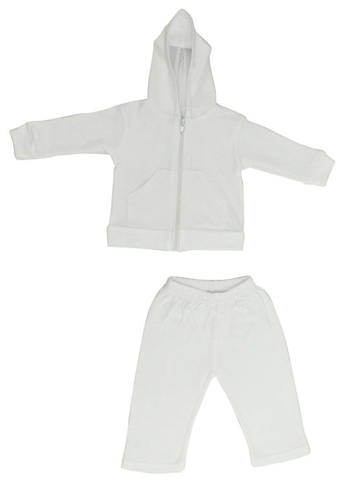 White Interlock Sweat Pants And Hoodie Set .