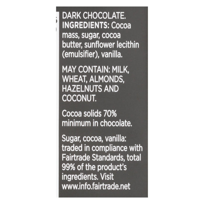 Divine - Bar Chocolate Dark 70% Cocoa - Case Of 12 - 3 Oz.