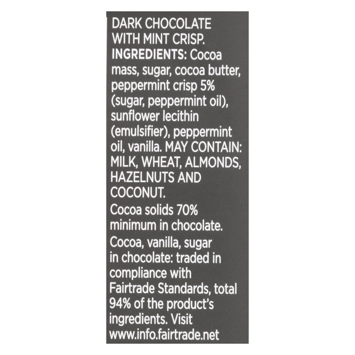 Divine - Bar Chocolate Dark W/mint Crisp - Case Of 12 - 3 Oz.