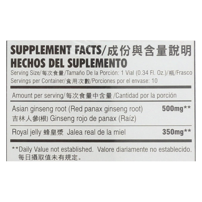 Prince Of Peace Red Ginseng - Royal Jelly - 10 Cc - 10 Count.