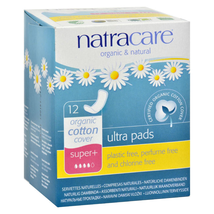 Natracare Natural Ultra Pads Super Plus W/organic Cotton Cover -  12 Pack.