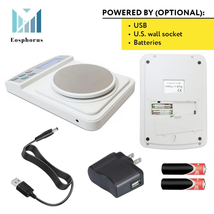Ounce and Gram Scale 0.01g Accuracy Mass Balance Chemistry Digital Scale Electronic LCD Science Lab Laboratory Digital Scale   USB Charger and AC DC Adapter Included