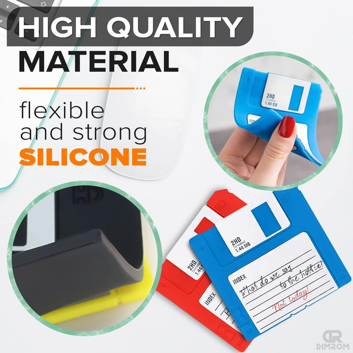 6 PCS Silicone Floppy Disk Coaster For Tables, Drink Coasters for Tabletop Protection - Cheerful Funny Coasters Suitable