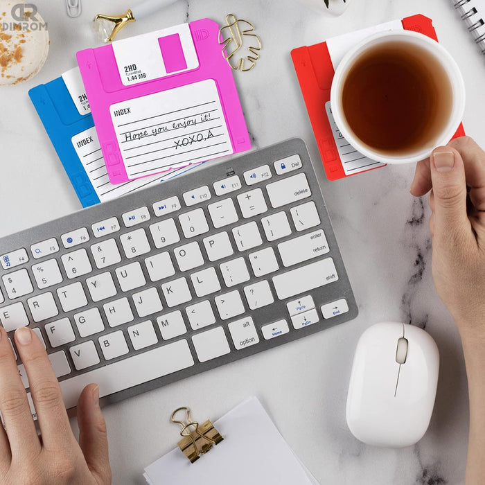 6 PCS Silicone Floppy Disk Coaster For Tables, Drink Coasters for Tabletop Protection - Cheerful Funny Coasters Suitable