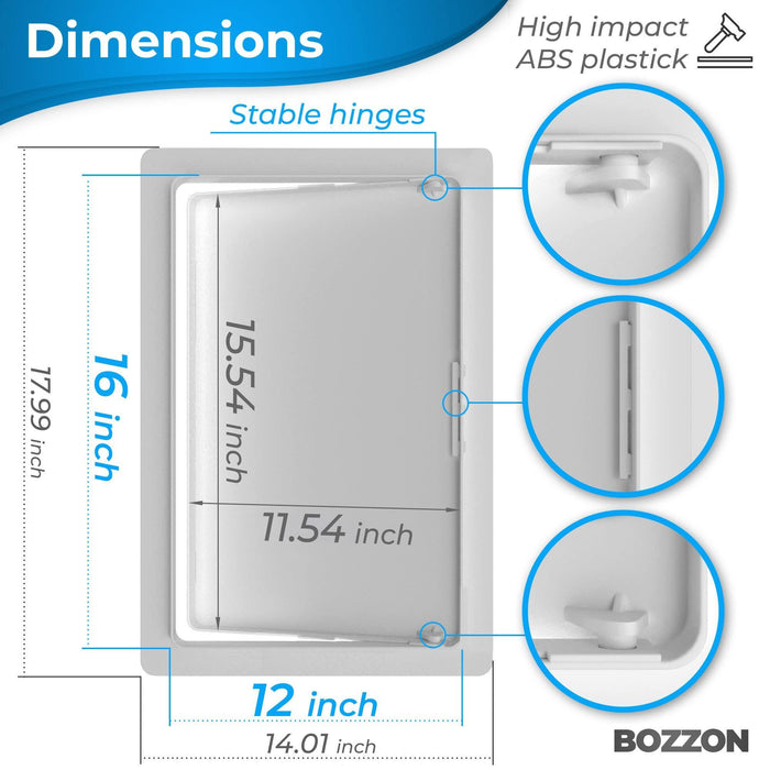 Access Panel for Drywall   12 x 16 inch   Wall Hole Cover   Access Door   Plumbing Access Panel for Drywall   Heavy Durable Plastic White