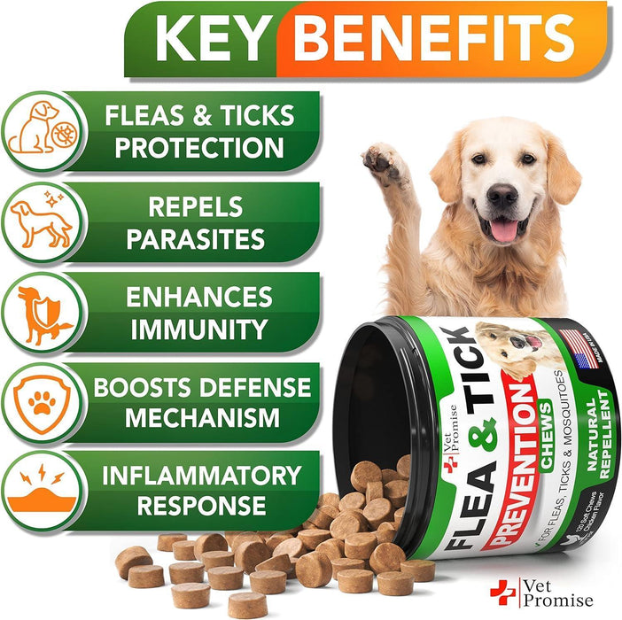 (2 Pack) Flea and Tick Prevention for Dogs Chewables .
