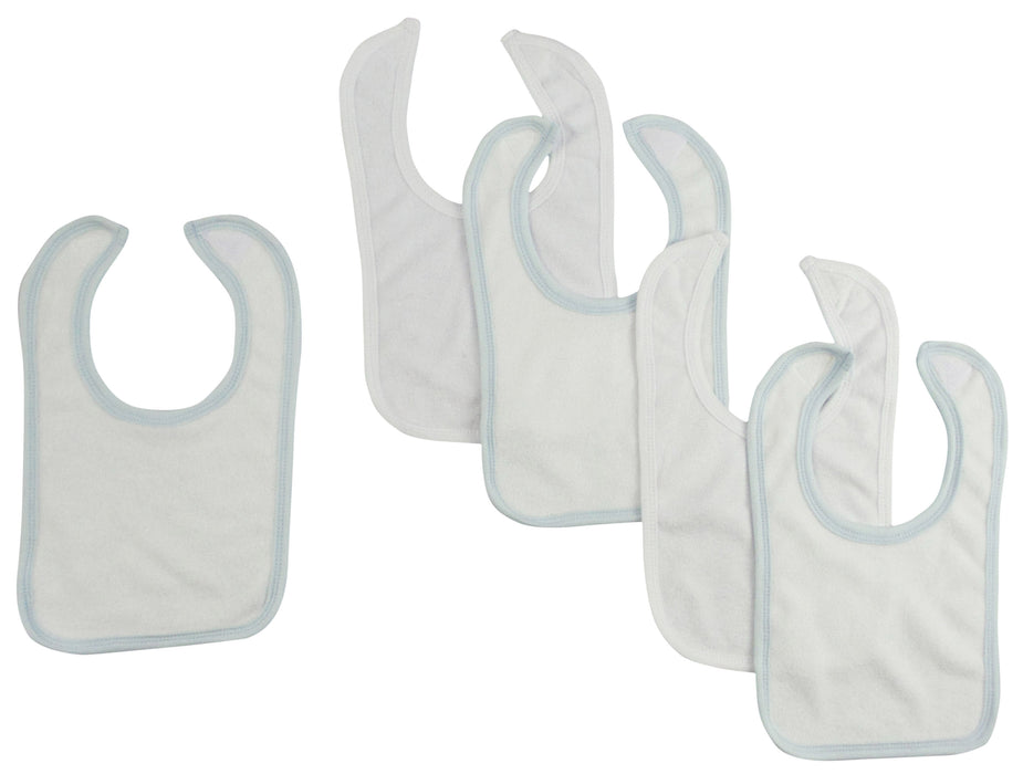 White Bib With Blue Trim And White Trim (pack Of 5).