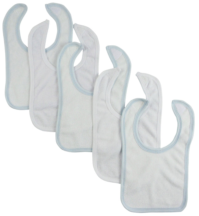 White Bib With Blue Trim And White Trim (pack Of 5).