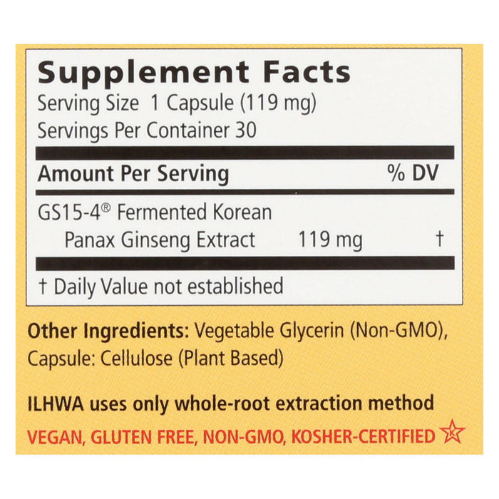 Ilhwa Enzyme Fermented Ginseng Herbal Supplement  - 1 Each - 30 Cap.