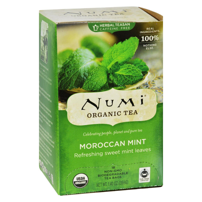 Numi Organic Tea Moroccan Mint - 18 Tea Bags - Case Of 6.