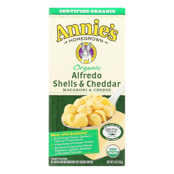 Annies Homegrown Macaroni And Cheese -Organic - Alfredo Shells And Cheddar - 6 Oz - Case Of 12