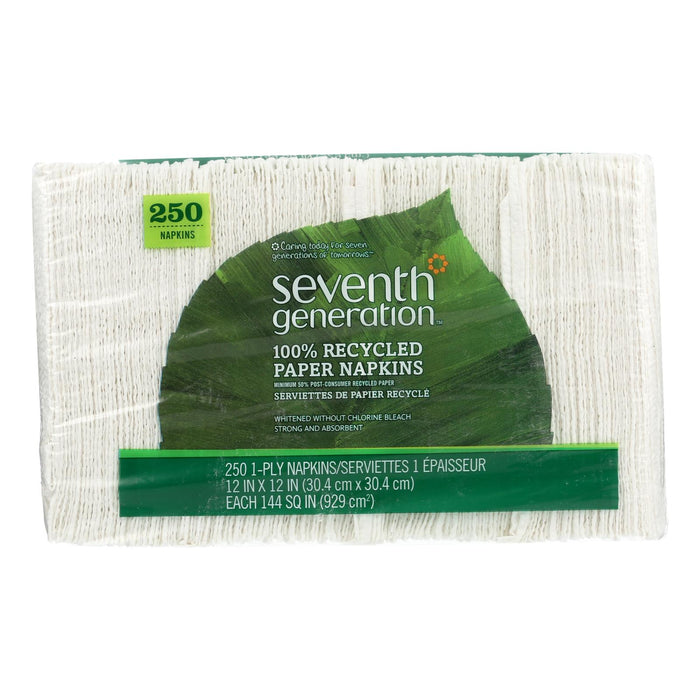 Seventh Generation Recycled Napkins - White - Case Of 12 - 250 Count.