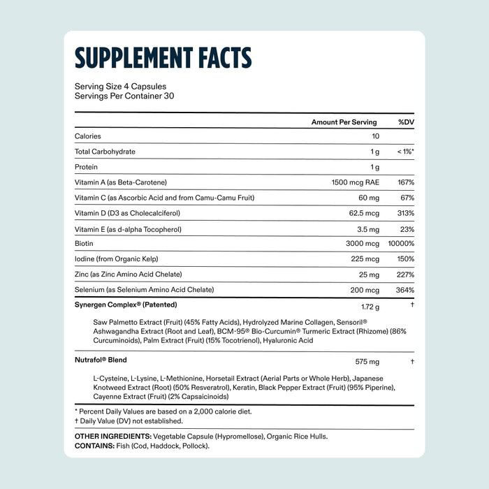 Nutrafol Men's Hair Growth Supplements Clinically Tested for Visibly Thicker Hair and Scalp Coverage