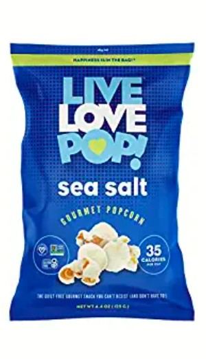Live Love Pop Popcorn Sea Salt 4.4 oz  pack of 12 .
