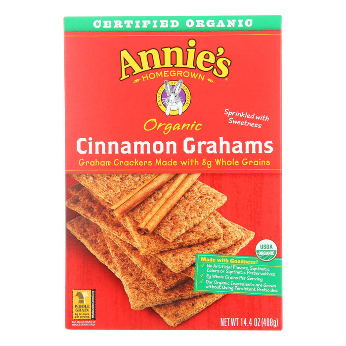 Annie's Homegrown Organic Cinnamon Graham Crackers -Case Of 12 - 14.4 Oz.