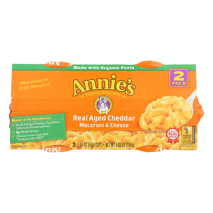 Annie's Homegrown Real Aged Cheddar Macaroni And Cheese Microcaps -Case Of 6 - 4.02 Oz.