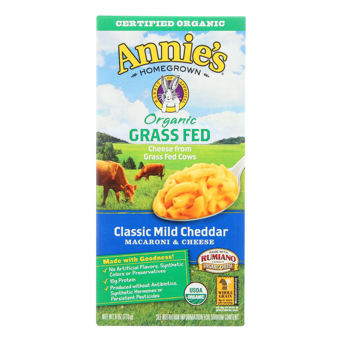 Annies Homegrown Macaroni And Cheese -Organic - Grass Fed - Classic Mild Cheddar - 6 Oz - Case Of 12