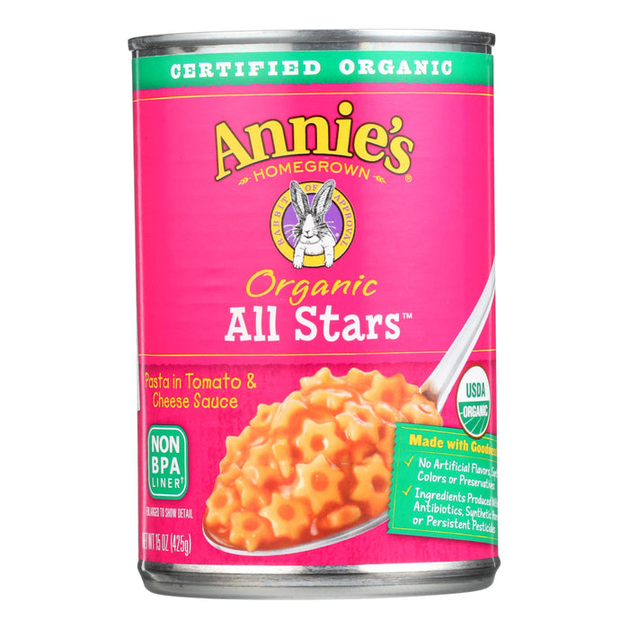 Annie's Homegrown Organic All Stars Pasta In Tomato And Cheese Sauce -Case Of 12 - 15 Oz.