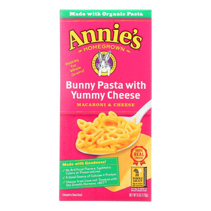 Annies Homegrown Macaroni And Cheese -Organic - Bunny Pasta With Yummy Cheese - 6 Oz - Case Of 12