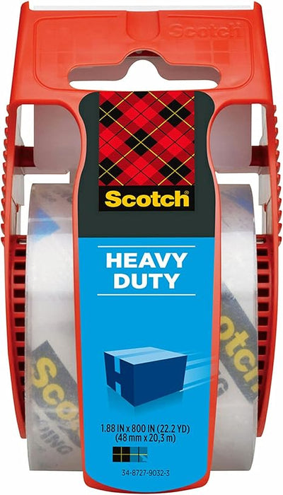 Scotch Heavy Duty Packaging Tape with Dispenser, Clear, 1.88" x 19.4 yd, 1 Roll (142-700-H)