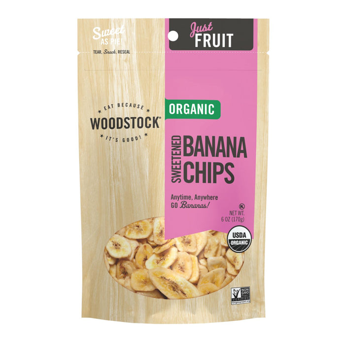 Woodstock Organic Sweetened Banana Chips - Case Of 8 - 6 Oz.