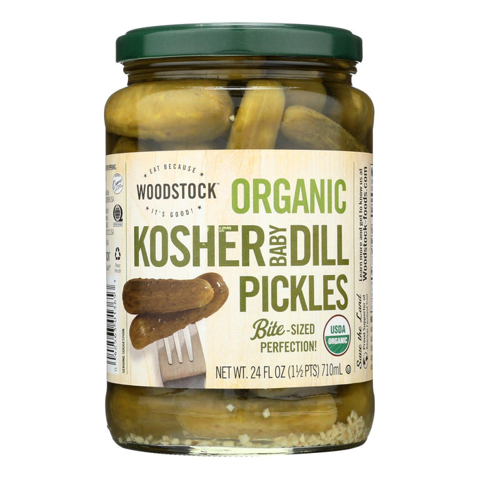 Woodstock Organic Kosher Baby Dill Pickles - Case Of 6 - 24 Oz.