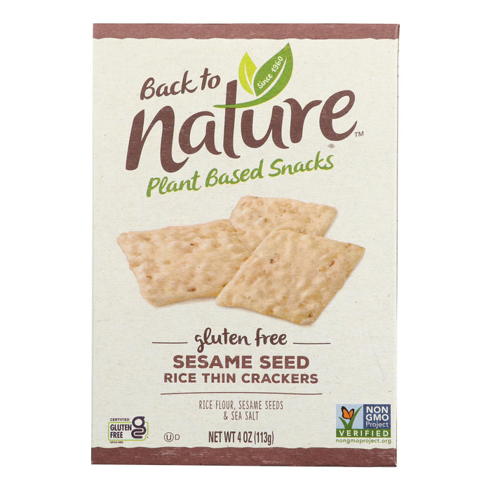 Back To Nature Sesame Seed Rice Thin Crackers -Rice And Sesame Seeds - Case Of 12 - 4 Oz.