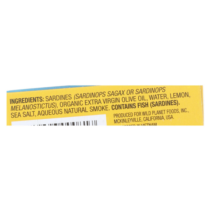 Wild Planet Sardines In Oil - Lemon - Case Of 12 - 4.375 Oz