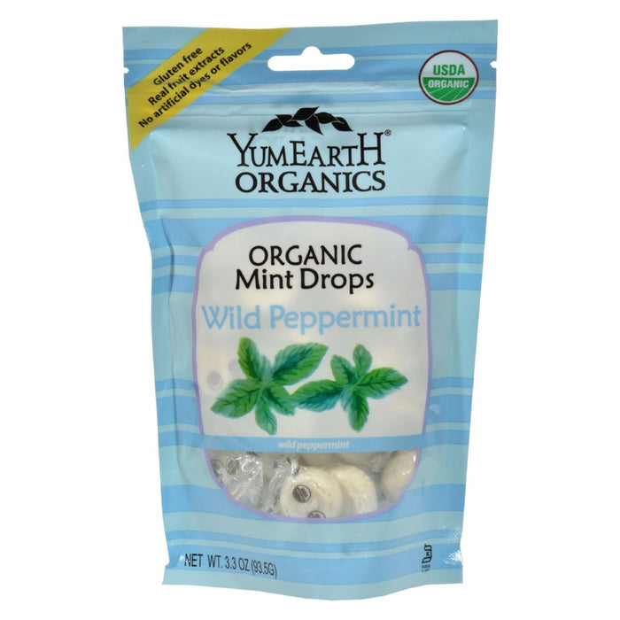 Yummy Earth Organic Candy Drops Wild Peppermint - 3.3 Oz - Case Of 6.