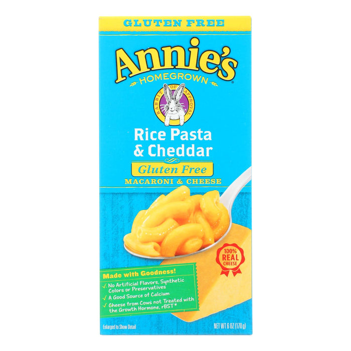 Annie's Homegrown Gluten Free Rice Pasta And Cheddar Mac And Cheese -Case Of 12 - 6 Oz.