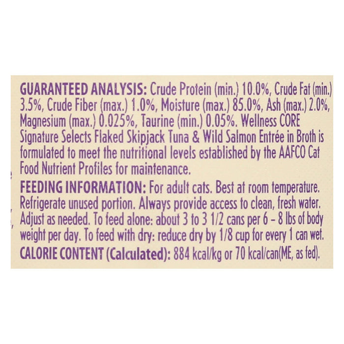 Wellness Pet Products - Signature Selects Cat Food -Skipjack Tuna And Wild Salmon Entree In Broth - Case Of 12 - 2.8 Oz.