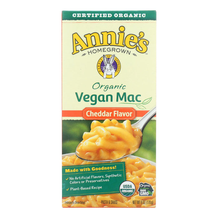 Annie's Homegrown Organic Macaroni & Cheese -Vegan Cheddar Flavored - Case Of 12 - 6 Oz