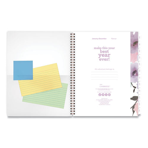 Mina Weekly/monthly Planner, Floral Artwork,11 X 8.5, White/violet/peach Cover, 12-month (jan To Dec): 2025