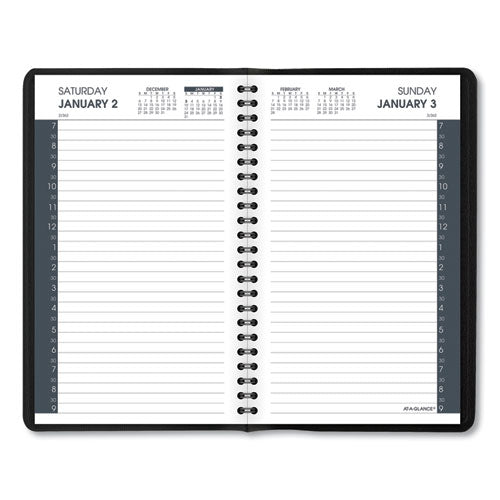 Daily Appointment Book With 30-minute Appointments, 8 X 5, Black Cover, .12-month (jan To Dec): 2025