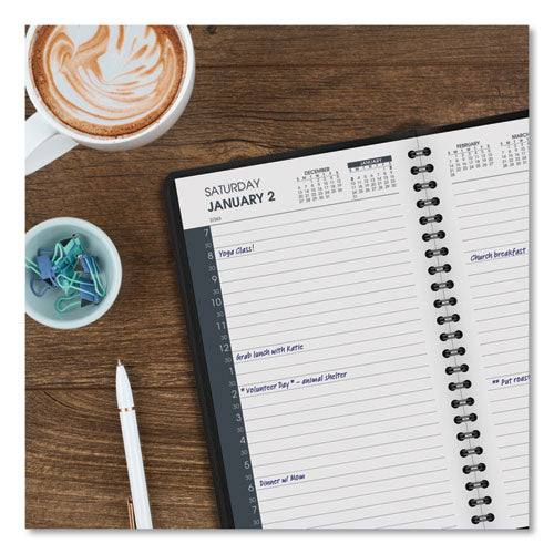 Daily Appointment Book With 30-minute Appointments, 8 X 5, Black Cover, .12-month (jan To Dec): 2025