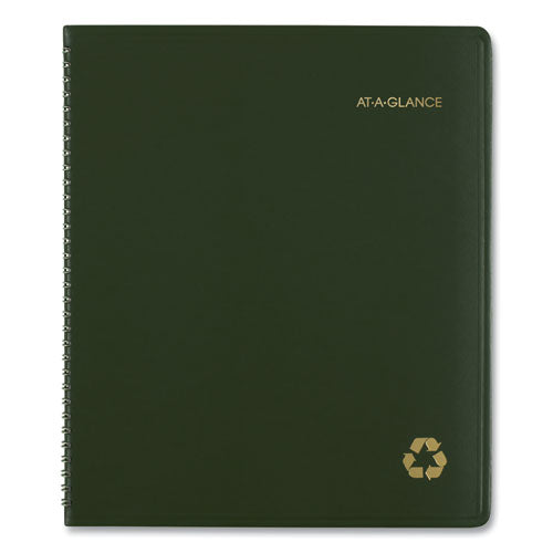 Recycled Monthly Planner, 11 X 9, Green Cover, 13-month: Jan 2025 To Jan 2026.