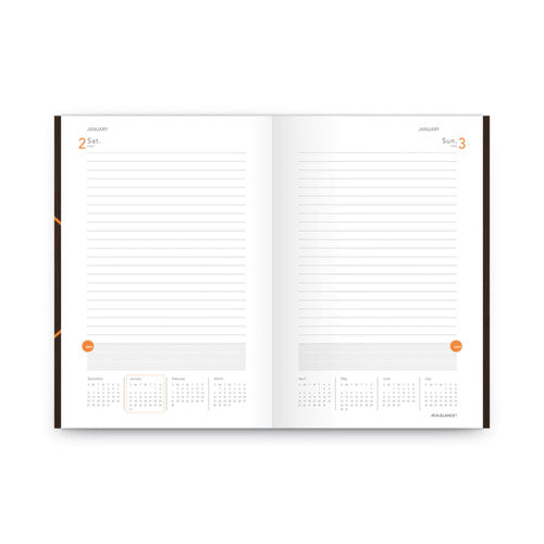 One-day-per-page Planning Notebook, 9 X 6,Dark Brown/orange Cover, 12-month (jan To Dec): 2025