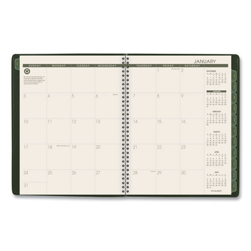 Recycled Weekly Vertical-column Format Appointment Book, 11 X 8.25, Green Cover, 12-month (jan To Dec): 2025.